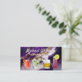 カクテルミックスドリンク |パープル金ゴールド大理石 名刺 (スタンド正面)