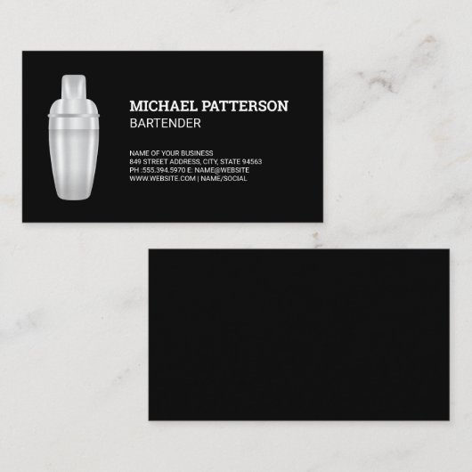 カクテルメタルシェーカー 名刺 (正面/裏面)
