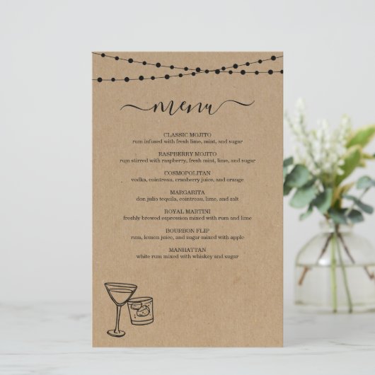 カクテルメニュー (スタンド正面)