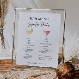 カクテルモダンシグネチャードリンクバーのメニュー記号 ポスター