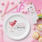 カクテルモダンドリンクピンクボウブライダルシャワー ペーパープレート (パーティー)