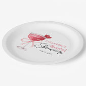 カクテルモダンドリンクピンクボウブライダルシャワー ペーパープレート (アングル)
