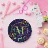 カクテルモダンハッピーアワーモノグラム紙プレート ペーパープレート (パーティー)