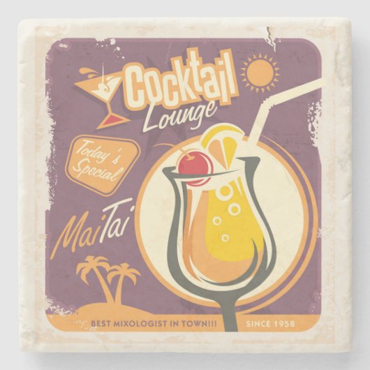 カクテルラウンジポスター ストーンコースター (正面)