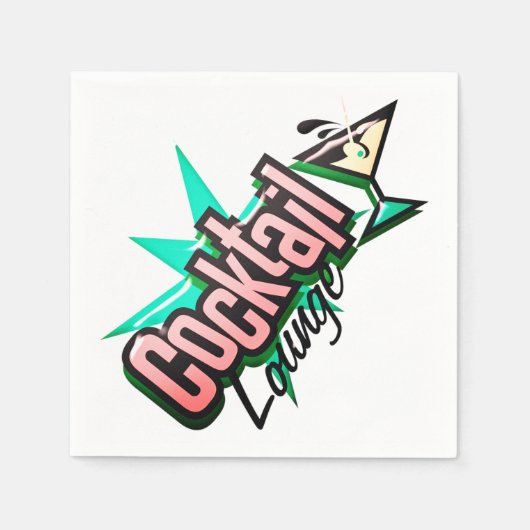 カクテルラウンジmartiniレトロヴィンテージリキュールバー スタンダードカクテルナプキン (正面)