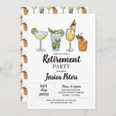 カクテルリタイアメントパーティーの飲み物 招待状 (正面/裏面)