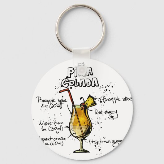 カクテルレシピピナコラダ キーホルダー (正面)