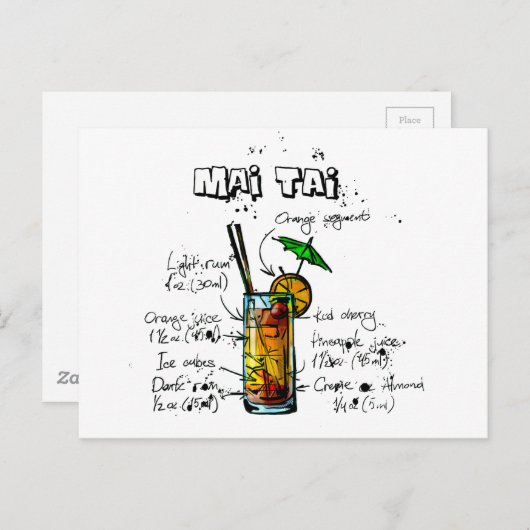 カクテルレシピマイタイ ポストカード (正面/裏面)