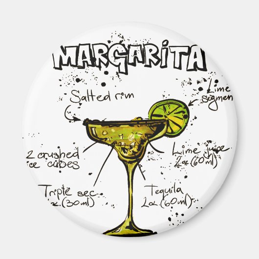 カクテルレシピマルガリータ マグネット (正面)