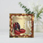 カクテルレッドハイヒールシューズバースデーパーティー 招待状 (スタンド正面)