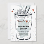 カクテルレトロスタイリッシュドリンク70誕生日 招待状 (正面)