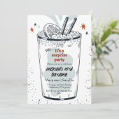 カクテルレトロドリンクをテーマにした25thサプライズ誕生日 招待状 (スタンド正面)