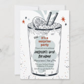 カクテルレトロドリンクをテーマにした40thサプライズ誕生日 招待状 (正面)