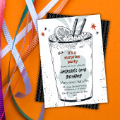 カクテルレトロドリンクをテーマにした40thサプライズ誕生日 招待状