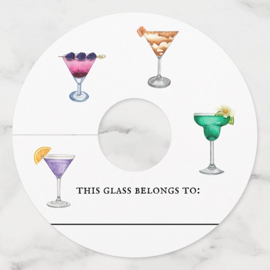 カクテルワイングラスのマーカー識別子の水色 ワイングラスタグ (正面)