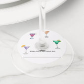 カクテルワイングラスのマーカー識別子の水色 ワイングラスタグ (クローズアップ)