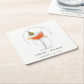 カクテルワインモダンを愛する結婚応援 スクエアペーパーコースター (アングル)