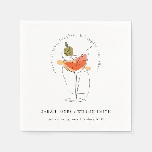 カクテルワインモダンを愛する結婚応援 スタンダードカクテルナプキン (正面)