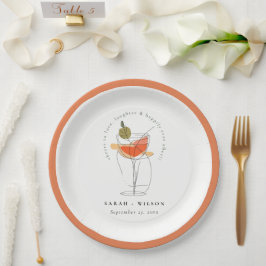 カクテルワインモダンを愛する結婚応援 ペーパープレート