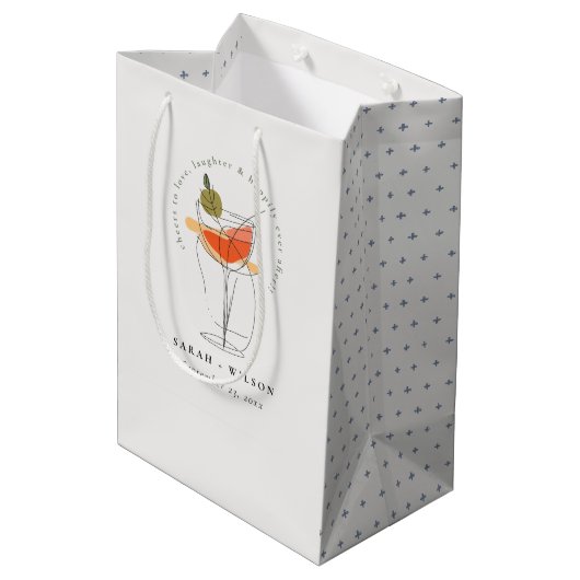 カクテルワインモダンを愛する結婚応援 ミディアムペーパーバッグ (裏面アングル)