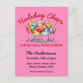カクテルワイン&ビールクリスマスパーティの招待状 ポストカード (正面)