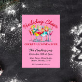 カクテルワイン&ビールクリスマスパーティの招待状 ポストカード