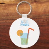 カクテル付きの幸せな夏のキーチェーン キーホルダー (正面)