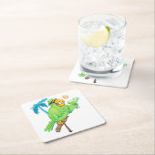 カクテル付きオウム スクエアペーパーコースター (インサイチュ)