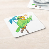 カクテル付きオウム スクエアペーパーコースター (アングル)