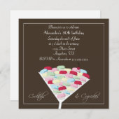 カクテル及びカップケーキの誕生日の招待状 招待状 (正面/裏面)