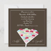 カクテル及びカップケーキの誕生日の招待状 招待状 (正面)