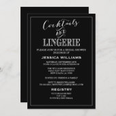 カクテル及びランジェリーのシャワーの招待状|の黒 招待状 (正面/裏面)
