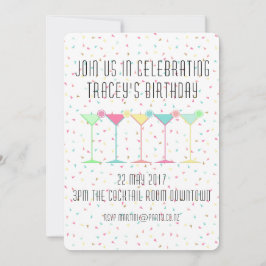 カクテル招待状、コンフェッティ、マティーニ 招待状