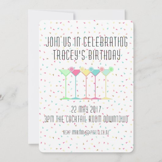 カクテル招待状、紙吹雪、マルティーニ 招待状 (正面)