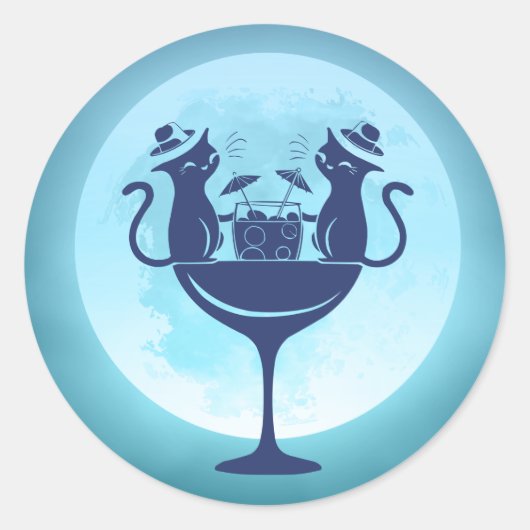 カクテル猫を飼っているパーティー ラウンドシール (正面)