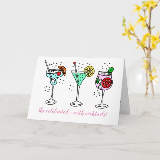 カクテル祝誕生日 カード (黄色い花)