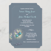 カクテル結婚のリハーサル用青い白 招待状 (正面/裏面)