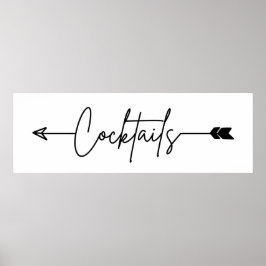 カクテル結婚標識の方向 ポスター