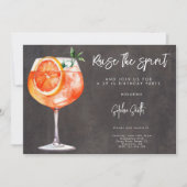 カクテル誕生日パーティーの水彩 招待状 (正面)