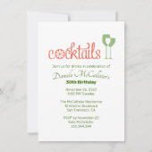 カクテル誕生日パーティーへの招待 招待状 (正面)