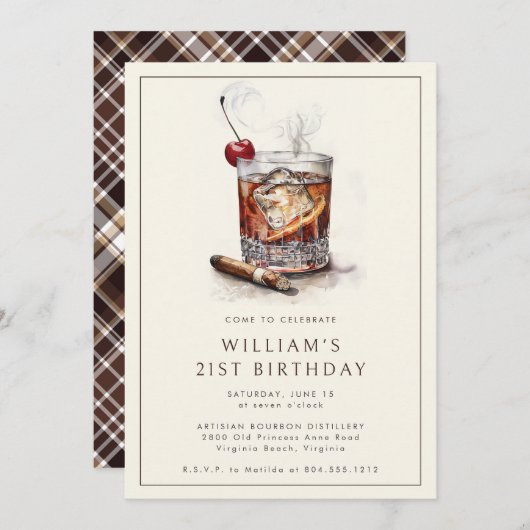 カクテル21ST誕生日パーティの招待状 招待状 (正面/裏面)