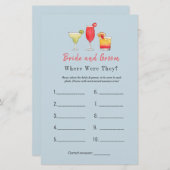 カクテル「どこにいた」ブライダルシャワーゲーム (正面/裏面)