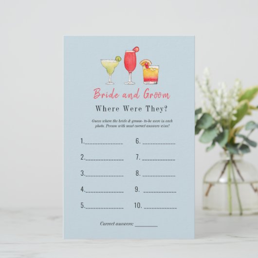 カクテル「どこにいた」ブライダルシャワーゲーム (スタンド正面)