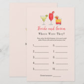 カクテル「どこにいた」ブライダルシャワーゲーム (正面/裏面)