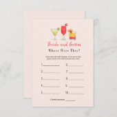 カクテル「どこにいた」ブライダルシャワーゲーム 招待状 (正面/裏面)