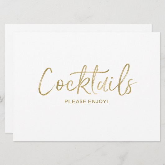 「カクテル」ウェディングサイン | おしゃれなゴールド 招待状 (正面/裏面)