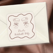 カクテル エスプレッソマティーニ 手描き バチェロレッテパーティー スクエアシール