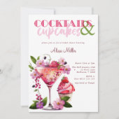 カクテル&カップケーキモダンブライダルシャワー 招待状 (正面)