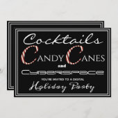 カクテル、キャンディキャン&サイバースペースホリデーパーティー 招待状 (正面/裏面)