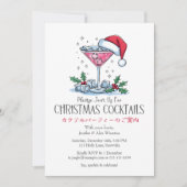 カクテル クリスマスパーティー サンタ帽 飲み物 赤 招待状 (正面)